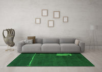 Machine Washable Abstract Green Modern Rug, wshabs1856grn