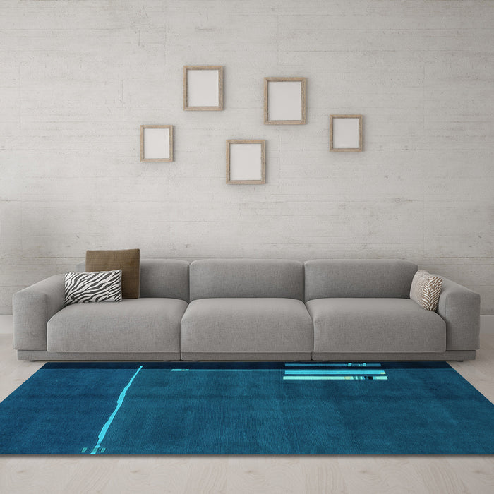 Machine Washable Abstract Light Blue Modern Rug in a Living Room, wshabs1856lblu