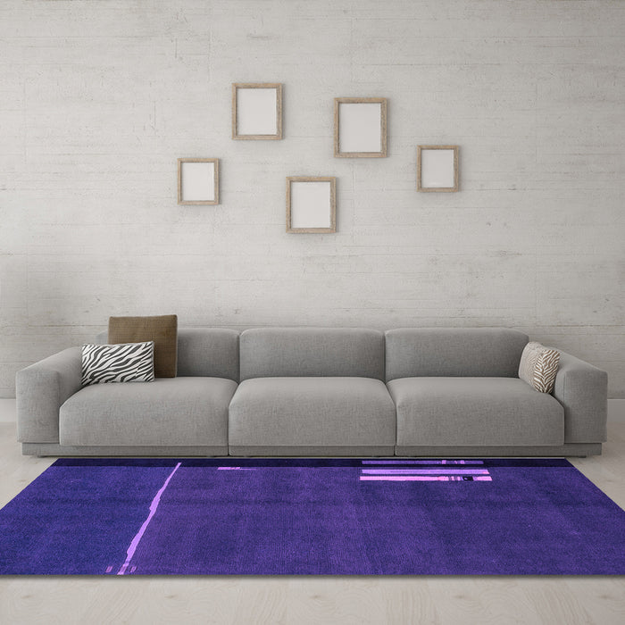 Machine Washable Abstract Purple Modern Area Rugs in a Living Room, wshabs1856pur