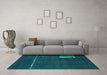 Machine Washable Abstract Turquoise Modern Area Rugs in a Living Room,, wshabs1856turq