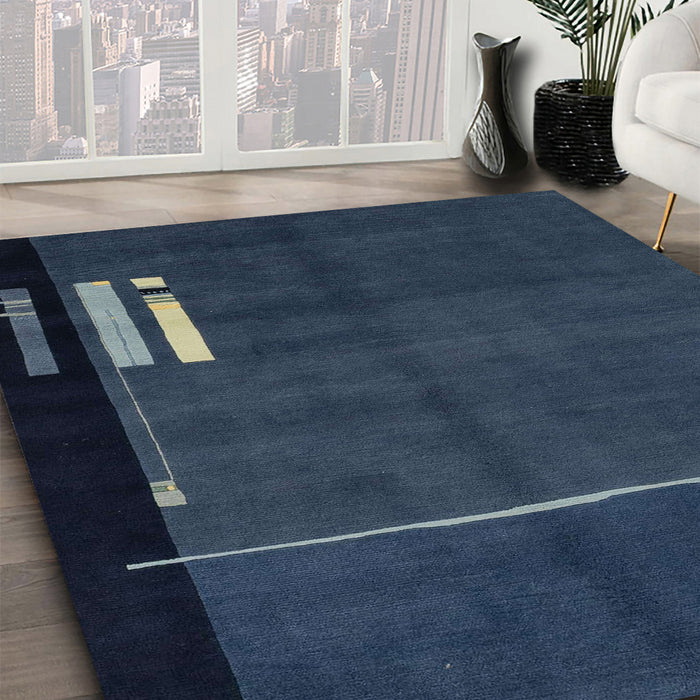 Machine Washable Abstract Deep-Sea Blue Rug in a Family Room, wshabs1856