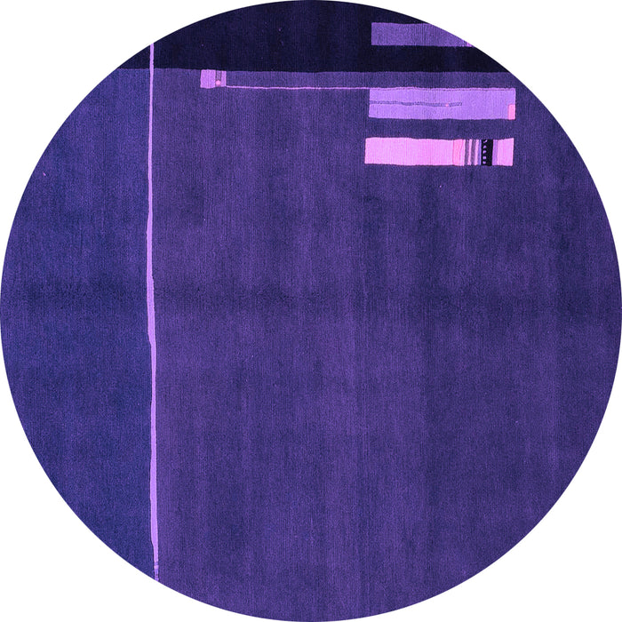 Round Machine Washable Abstract Purple Modern Area Rugs, wshabs1856pur