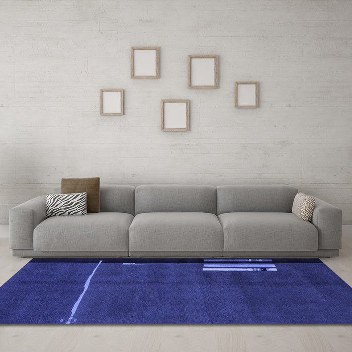 Machine Washable Abstract Blue Modern Rug in a Living Room, wshabs1856blu