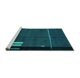 Sideview of Machine Washable Abstract Turquoise Modern Area Rugs, wshabs1856turq