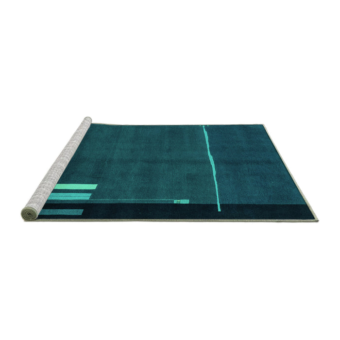 Sideview of Machine Washable Abstract Turquoise Modern Area Rugs, wshabs1856turq