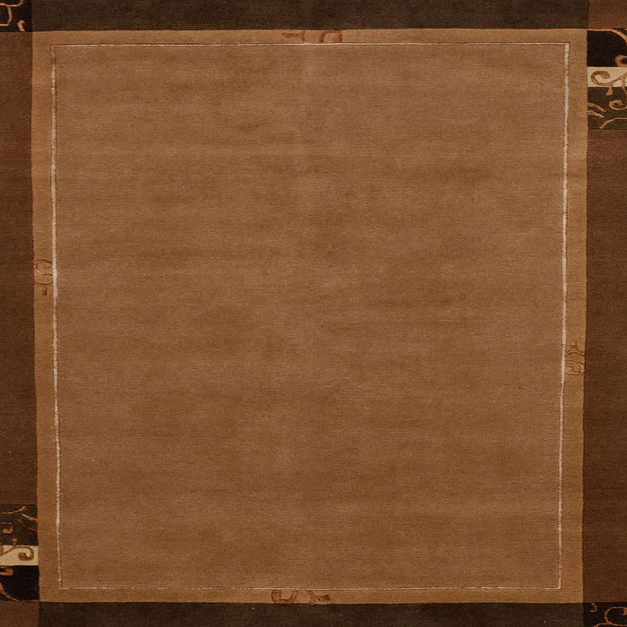 Square Machine Washable Abstract Saddle Brown Rug, wshabs1857