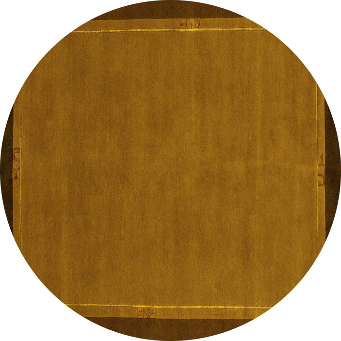 Round Abstract Yellow Modern Rug, abs1857yw