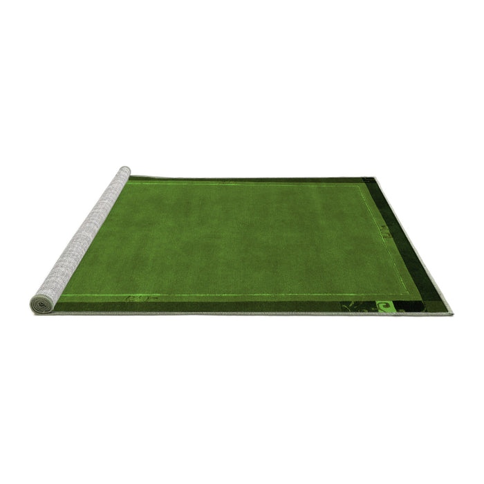 Sideview of Machine Washable Abstract Green Modern Area Rugs, wshabs1857grn