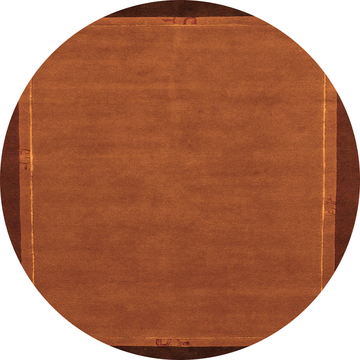 Round Machine Washable Abstract Orange Modern Area Rugs, wshabs1857org