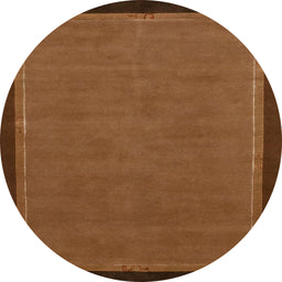 Round Machine Washable Abstract Saddle Brown Rug, wshabs1857