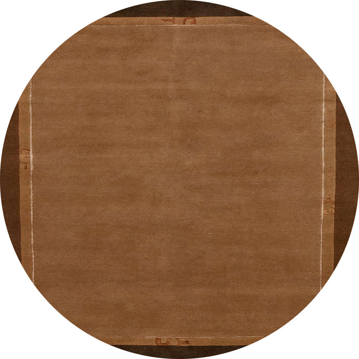 Round Machine Washable Abstract Saddle Brown Rug, wshabs1857