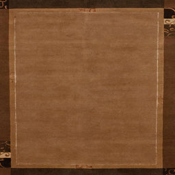 Square Abstract Saddle Brown Modern Rug, abs1857
