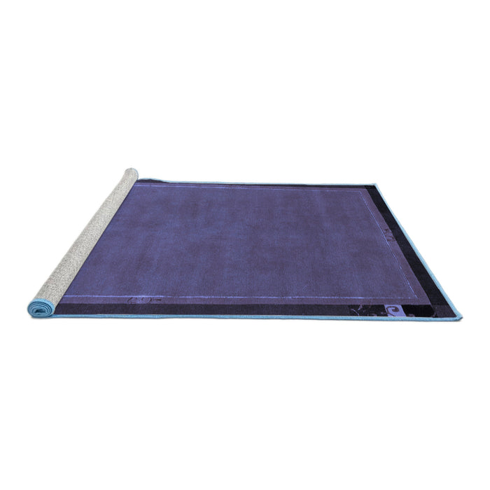 Sideview of Machine Washable Abstract Blue Modern Rug, wshabs1857blu