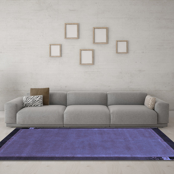 Machine Washable Abstract Blue Modern Rug in a Living Room, wshabs1857blu