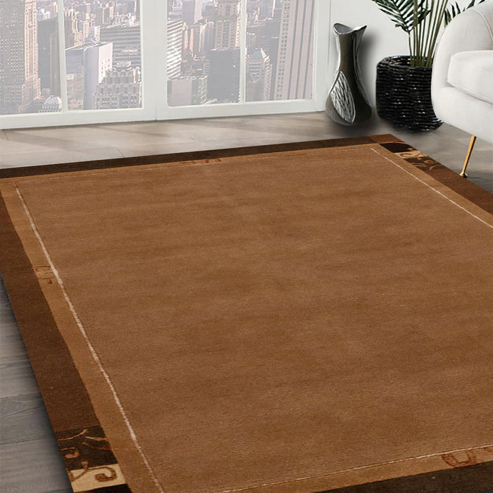 Machine Washable Abstract Saddle Brown Rug in a Family Room, wshabs1857