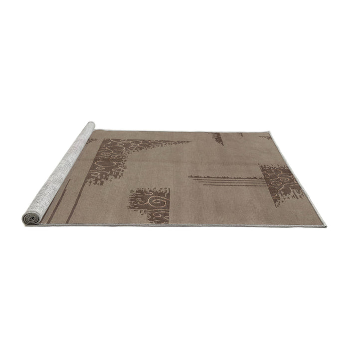 Sideview of Machine Washable Abstract Dark Almond Brown Rug, wshabs1858