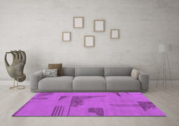 Machine Washable Abstract Purple Modern Area Rugs in a Living Room, wshabs1858pur