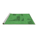 Sideview of Machine Washable Abstract Emerald Green Modern Area Rugs, wshabs1858emgrn