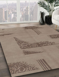 Abstract Dark Almond Brown Modern Rug, abs1858