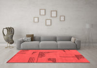 Machine Washable Abstract Red Modern Rug, wshabs1858red