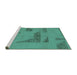 Sideview of Machine Washable Abstract Turquoise Modern Area Rugs, wshabs1858turq