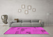 Machine Washable Abstract Pink Modern Rug in a Living Room, wshabs1858pnk