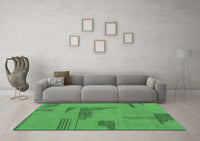 Machine Washable Abstract Emerald Green Modern Rug, wshabs1858emgrn