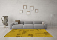 Machine Washable Abstract Yellow Modern Rug, wshabs1858yw