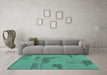 Machine Washable Abstract Turquoise Modern Area Rugs in a Living Room,, wshabs1858turq