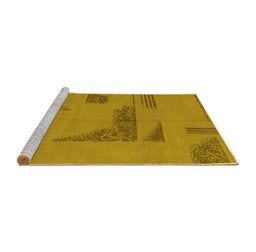 Sideview of Machine Washable Abstract Yellow Modern Rug, wshabs1858yw