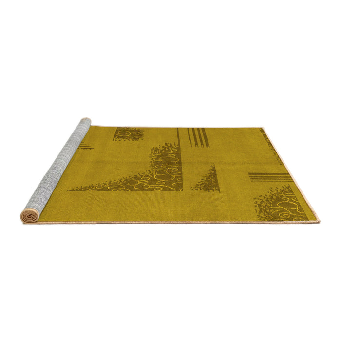 Sideview of Machine Washable Abstract Yellow Modern Rug, wshabs1858yw