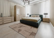 Machine Washable Abstract Dark Almond Brown Rug in a Bedroom, wshabs1858