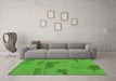 Machine Washable Abstract Green Modern Area Rugs in a Living Room,, wshabs1858grn