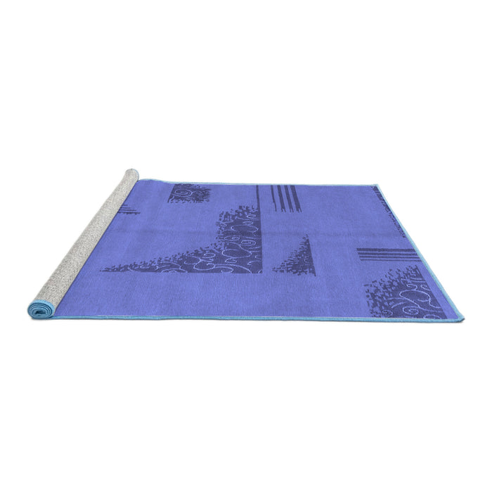Sideview of Machine Washable Abstract Blue Modern Rug, wshabs1858blu