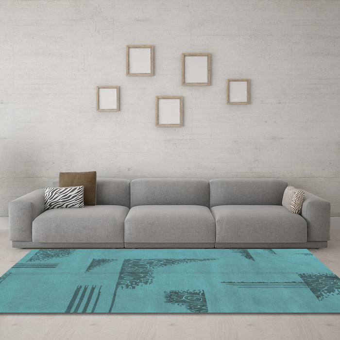 Machine Washable Abstract Light Blue Modern Rug in a Living Room, wshabs1858lblu