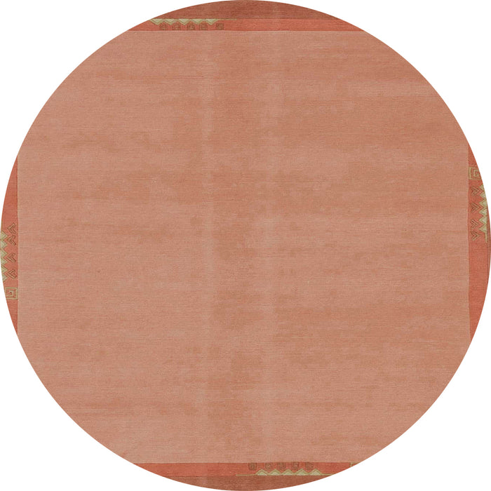 Round Machine Washable Abstract Bright Orange Rug, wshabs1859