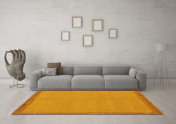Machine Washable Abstract Yellow Modern Rug in a Living Room, wshabs1859yw