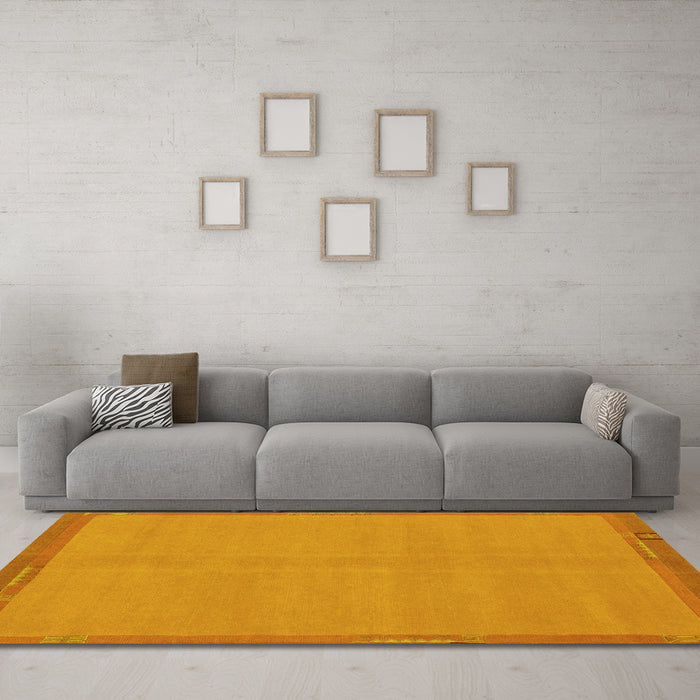 Machine Washable Abstract Yellow Modern Rug in a Living Room, wshabs1859yw
