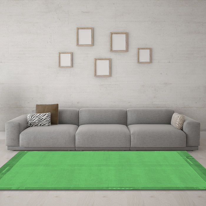 Machine Washable Abstract Emerald Green Modern Area Rugs in a Living Room,, wshabs1859emgrn