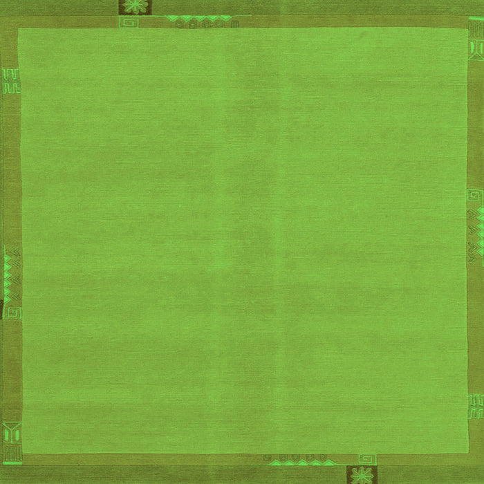 Square Machine Washable Abstract Green Modern Area Rugs, wshabs1859grn