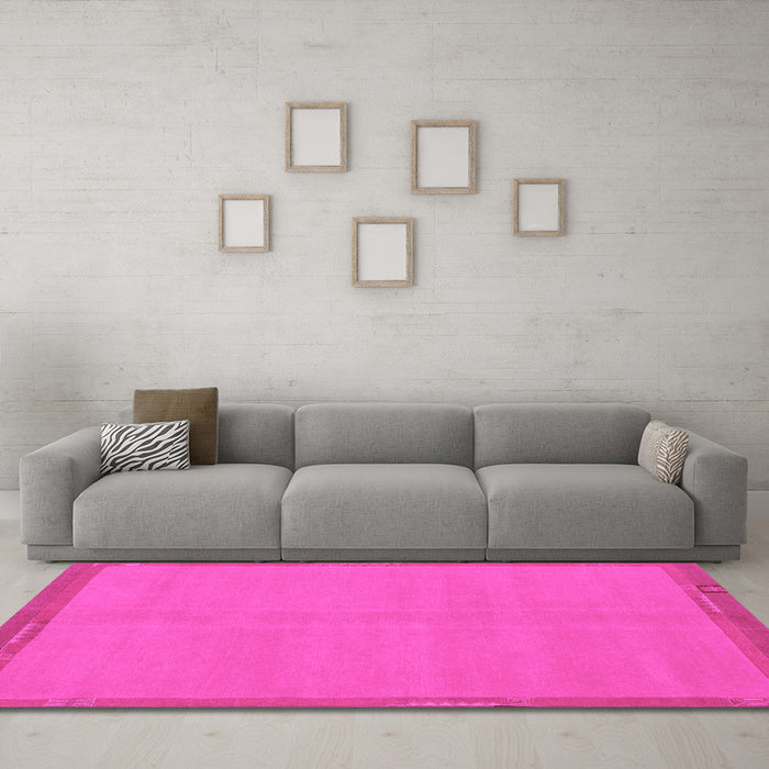 Machine Washable Abstract Pink Modern Rug in a Living Room, wshabs1859pnk