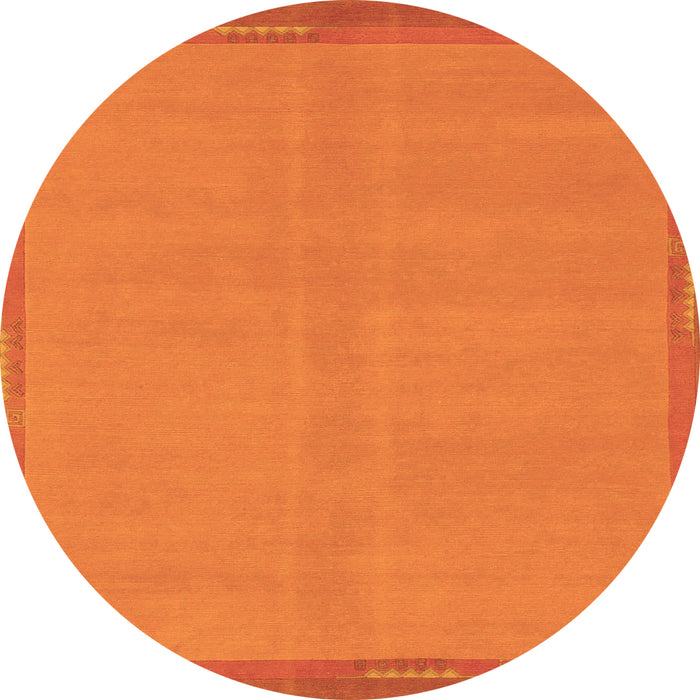 Round Machine Washable Abstract Orange Modern Area Rugs, wshabs1859org