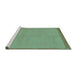 Sideview of Machine Washable Abstract Turquoise Modern Area Rugs, wshabs1859turq