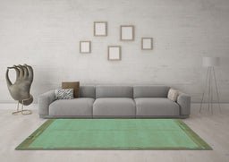 Machine Washable Abstract Turquoise Modern Area Rugs in a Living Room,, wshabs1859turq