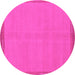 Round Machine Washable Abstract Pink Modern Rug, wshabs1859pnk