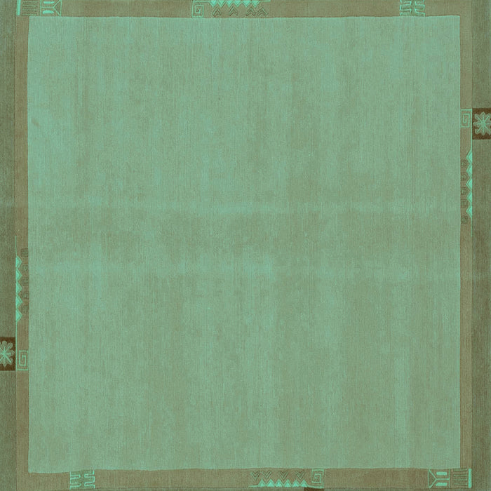 Square Machine Washable Abstract Turquoise Modern Area Rugs, wshabs1859turq