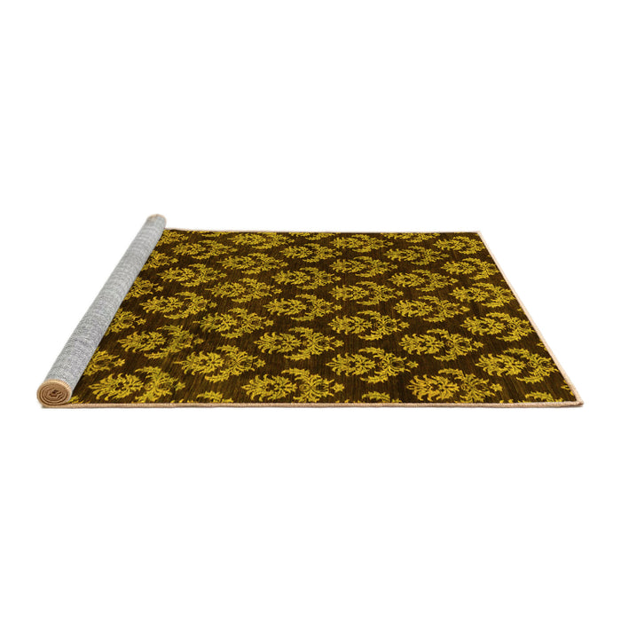 Sideview of Machine Washable Abstract Yellow Modern Rug, wshabs185yw