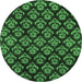 Round Abstract Emerald Green Modern Rug, abs185emgrn