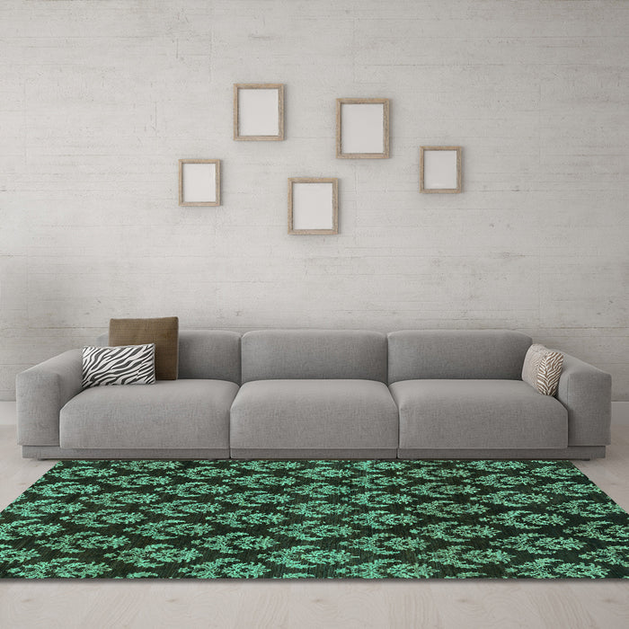Machine Washable Abstract Turquoise Modern Area Rugs in a Living Room,, wshabs185turq