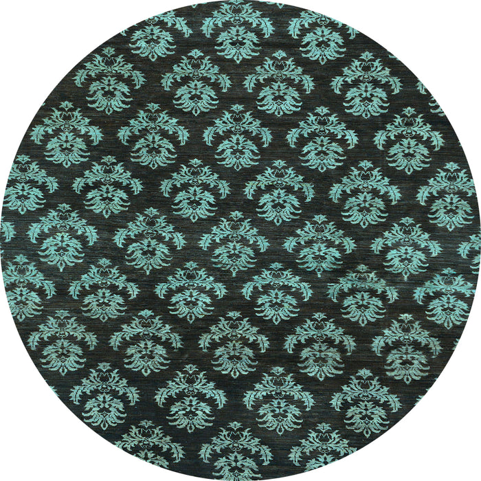 Round Machine Washable Abstract Light Blue Modern Rug, wshabs185lblu